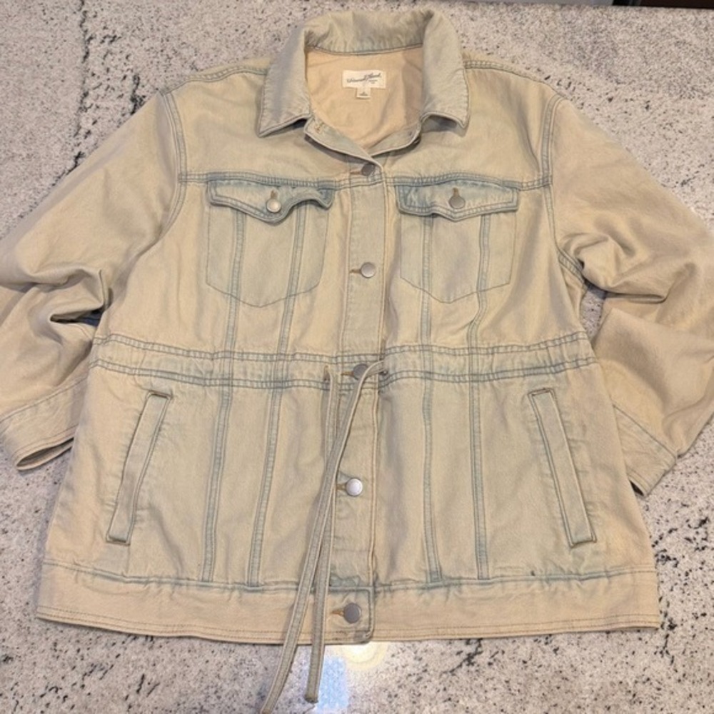 Universal‎ Thread Denim Jacket Beige Utility Drawstring Waist Size M - Picture 2 of 8